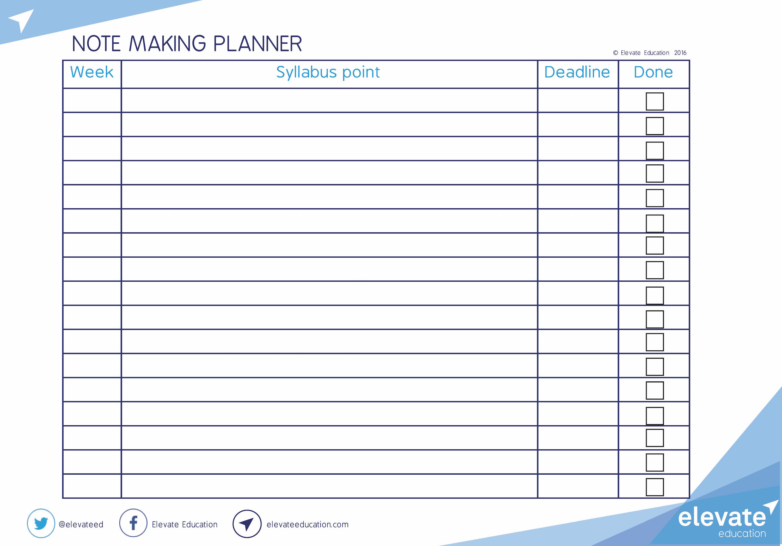 Note making planner